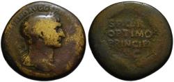Ancient Coins - Trajan AE sestertius - SPQR OPTIMO PRINCIPI within Oak wreath - Rare