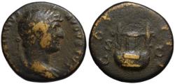 Ancient Coins - Hadrian AE semis - LYRE - near VF