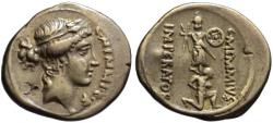 Ancient Coins - C. Memmius Imperator AR denarius - Trophy & Captive - Good VF