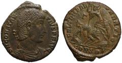 Ancient Coins - Constantius II AE centenionalis - Constantinople - Soldier spearing horseman