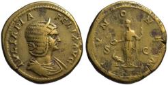 Ancient Coins - Julia Domna AE sestertius - IVNONEM - Alluring portrait