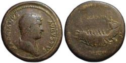 Ancient Coins - Hadrian AE sestertius - War Galley - Medallic 35mm flan