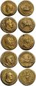 Ancient Coins - 19th BMC - Lot of 5 Electrotypes Aureus of Gallic Empire Emperors