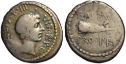 Ancient Coins - Octavian AR denarius - CLUB - by Cornelius Balbus Scarce