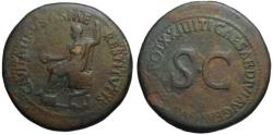 Ancient Coins - Tiberius AE sestertius CIVITATIBUS ASIAE RESTITUTIS - VF Rare