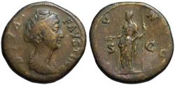 Ancient Coins - Diva Faustina Senior AE sestertius - JUNO - Bold VF+
