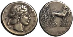 Ancient Coins - 19th C. BMC electrotype - Katane AR tetradrachm - Apollo & Charioteer