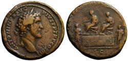 Ancient Coins - Antoninus Pius AE sestertius - Aurelius presented as heir - VF+