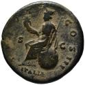 Ancient Coins - Antoninus Pius AE sestertius - ITALIA on globe - Scarce