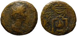 Ancient Coins - Faustina Senior AE sestertius - Juno's pulvinar throne - Very rare