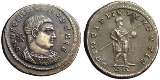 Ancient Coins - Decentius AR Medallion or Heavy Miliarense - Becker Forgery UNC
