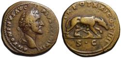 Ancient Coins - Antoninus Pius AE sestertius - Lupa Capitolina issue commemorating 900th anniversary of Rome