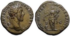 Ancient Coins - Commodus AE sestertius - ANNONA - Superb EF portrait