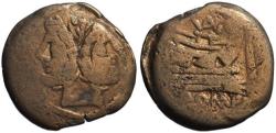 Ancient Coins - Republican Janus & Prow AE As - VALERIUS - 169-158 BC