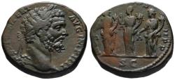 Ancient Coins - Septimius Severus AE sestertius - The Three Monetae - Choice grade
