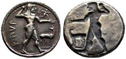 Ancient Coins - 19th C. BMC electrotype - Kaulonia AR nomos - Apollo & Incuse