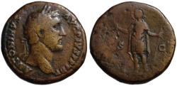Ancient Coins - Antoninus Pius AE sestertius - Emperor wearing radiate nimbus - Scarce