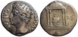 Ancient Coins - Augustus AR denarius - Temple of Mars Ultor - VF