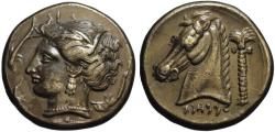 Ancient Coins - Electrotype of Entella AR tetradrachm - Arethusa & Horse