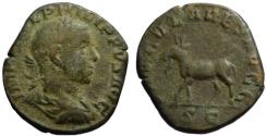 Ancient Coins - Philip II AE sestertius - SAECULARES AUGG - Goat