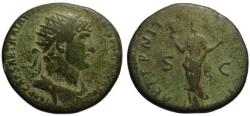 Ancient Coins - Hadrian AE dupondius - Aeternitas with Sun & Moon - Very Scarce