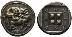 Ancient Coins - 19th C. BMC electrotype - Akanthos AR tetradrachmr - Alexis magistrate