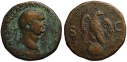 Ancient Coins - Vespasian AE As - Eagle on Globe - Lugdunum 77-78 AD