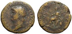 Ancient Coins - Nero AE dupondius - ROMA seated on cuirass - 66 AD