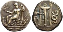 Ancient Coins - 19th C. BMC electrotype - Kroton AR stater - Herakles & Tripod