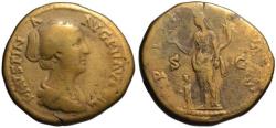 Ancient Coins - Faustina Junior AE sestertius - PIETAS - 147-150 AD