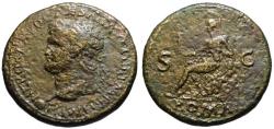 Ancient Coins - Nero AE sestertius - ROMA seated - Left facing Lugdunum mint