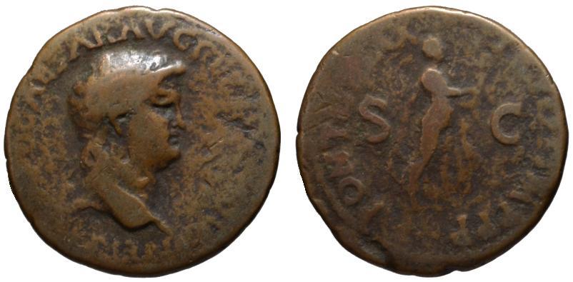 Nero AE As - Apollo or Nero playing Lyre - Rare | Roman Imperial Coins