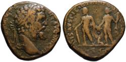 Ancient Coins - Septimius Severus AE sestertius - Bacchus & Hercules - aVF