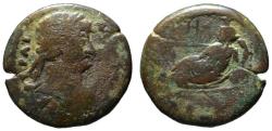 Ancient Coins - Hadrian AE drachm - Tyche on couch - Alexandria 133/134 AD