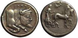 Ancient Coins - 19th C. BMC electrotype - Gela AR tetradrachm - River God