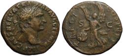 Ancient Coins - Trajan AE As - Victory holding SPQR shield - VF