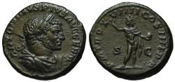 Ancient Coins - Caracalla AE As - SOL INVICTUS - Rare good VF+