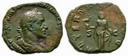 Ancient Coins - Trebonianus Gallus AE sestertius - AETERNITAS  Phoenix on Globe - Very Scare