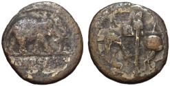 Ancient Coins - Julius Caesar fourree denarius - Elephant - Very rare