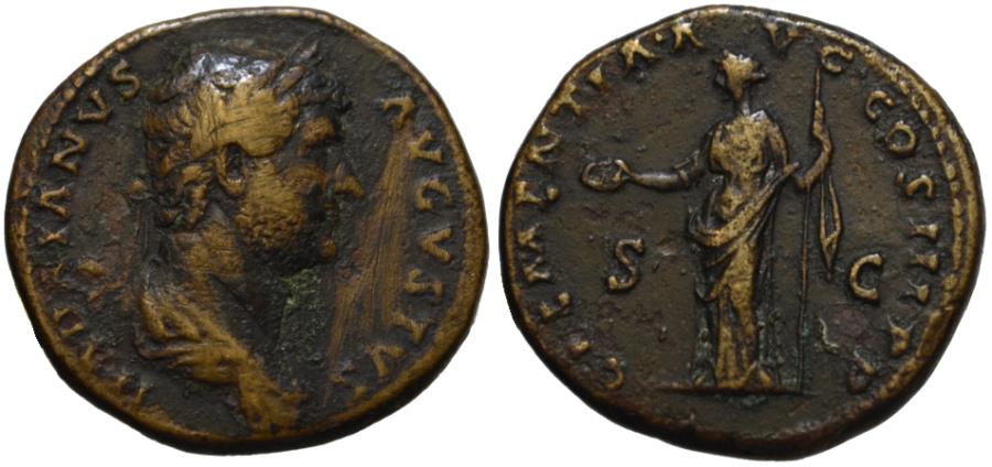 Hadrian AE dupondius - CLEMENTIA - attractive 132-134 AD | Roman ...