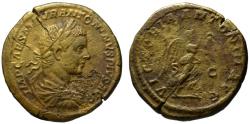 Ancient Coins - Rare Elagabalus AE sestertius - VICTORIA ANTONINI AUG - Tiber Patina