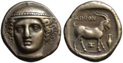 Ancient Coins - 19th C. BMC electrotype - Ainos AR Tetradrachm - Facing Hermes & Goat
