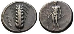 Ancient Coins - Lucania Metapontum AR nomos - nude Apollo - Very Rare
