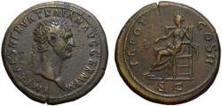 Ancient Coins - Trajan AE sestertius - PAX - unusual early portrait