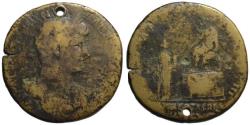 Ancient Coins - Hadrian AE sestertius - LIBERTAS RESTITUTA platform - aF