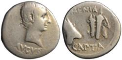 Ancient Coins - Augustus AR denarius - ARMENIA CAPTA - Very rare