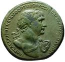 Ancient Coins - Trajan AE sestertius - FELICITAS - Very Rare Heroic Bust Type
