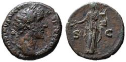 Ancient Coins - Antoninus Pius AE As - APOLLO - unrecorded variant?  VF+