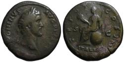 Ancient Coins - Antoninus Pius AE sestertius - ITALIA on globe - Scarce