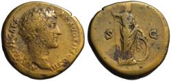 Ancient Coins - Marcus Aurelius AE sestertius - MINERVA - (S) Scarce